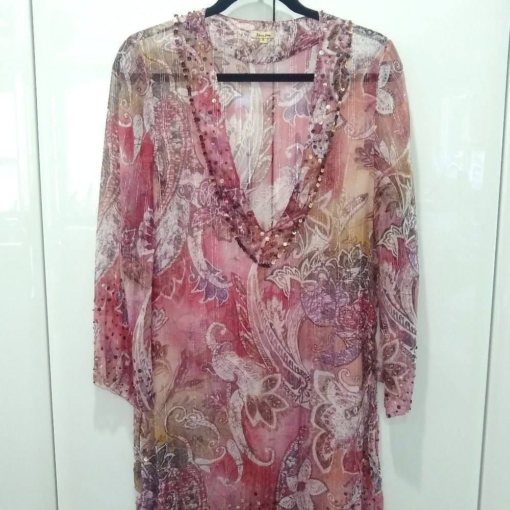 Long sheer drapey top or beach cover up.